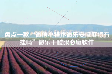 盘点一款“微信小程序微乐安徽麻将有挂吗”微乐干瞪眼必赢软件