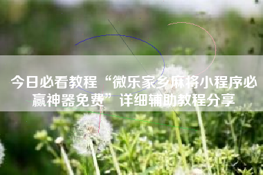 今日必看教程“微乐家乡麻将小程序必赢神器免费”详细辅助教程分享