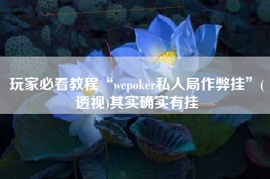 玩家必看教程“wepoker私人局作弊挂	”(透视)其实确实有挂