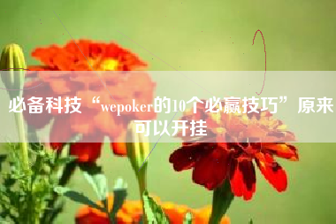 必备科技“wepoker的10个必赢技巧”原来可以开挂