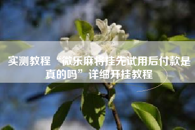 实测教程“微乐麻将挂先试用后付款是真的吗”详细开挂教程