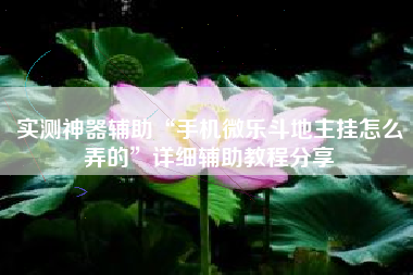 实测神器辅助“手机微乐斗地主挂怎么弄的	”详细辅助教程分享